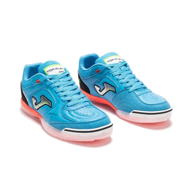 Chuteira Futsal Joma Top Flex - Azul Turquesa+Laranja