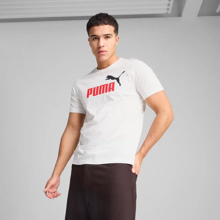 Camiseta Puma Essentials No. 1 logo Tee - Branca/vermelho/preto