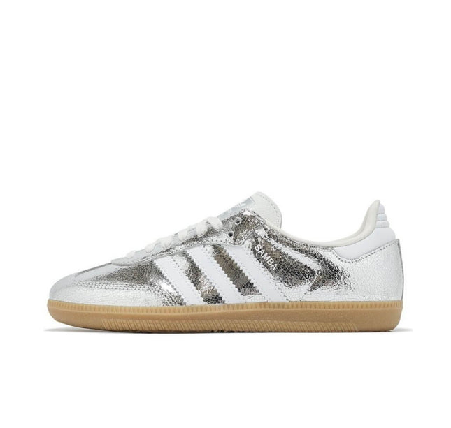 Tênis Adidas Samba OG Silver Metallic Cracked Leather - JR0035
