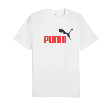 Camiseta Puma Essentials No. 1 logo Tee - Branca/vermelho/preto