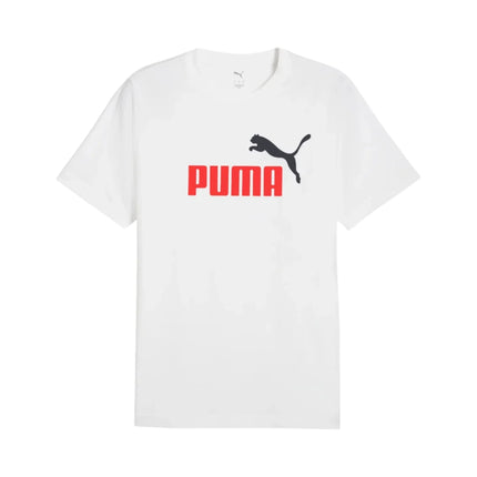 Camiseta Puma Essentials No. 1 logo Tee - Branca/vermelho/preto